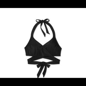 Black Wrap Halter Bikini Top NWOT
